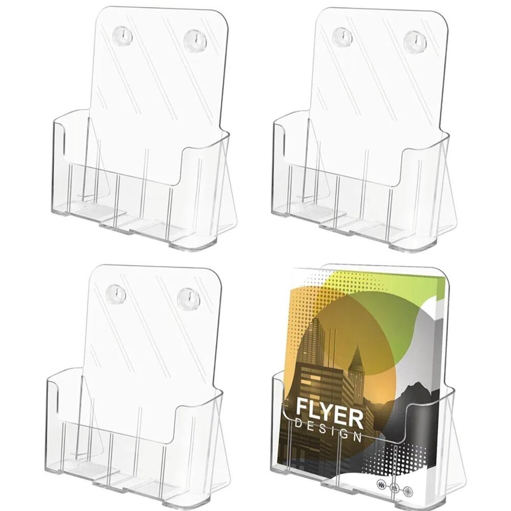 Acrylic Brochure Holder 8.5 x 11 inch, Plastic Clear Literature Holders Rack 4pk